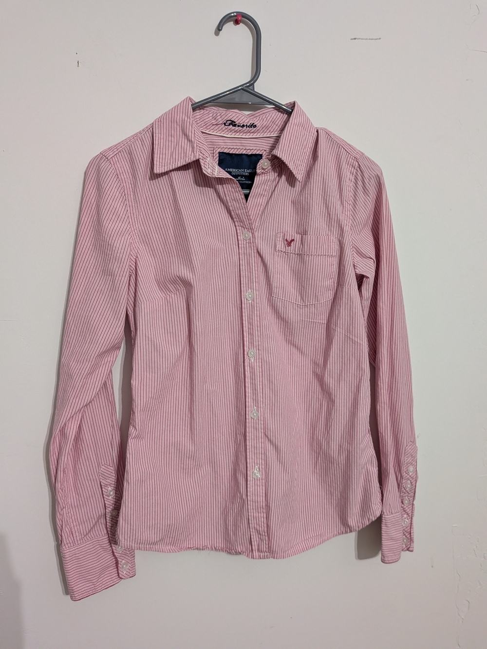 American Eagle Outfitters Pink Striped Button-Down Shirt